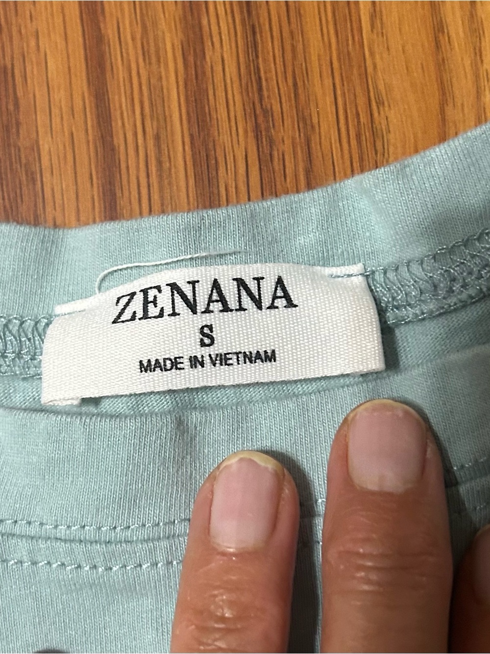 Zenana Babydoll Tunic Top Small Sage Blue Cotton Blend 3/4 Sleeve Boho - Picture 4 of 4